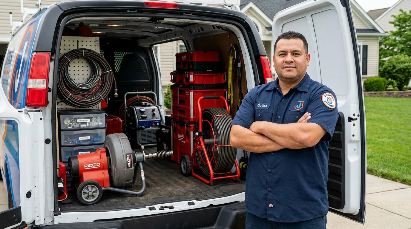 Professional drain cleaning equipment and Johns Plumbing LLC plumber in Laporte